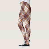 Halloween White, Lila & Orange Kariertes Muster Leggings (Links)