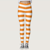 Halloween White & Orange Horizontal Streifen Hexe Leggings (Vorderseite)
