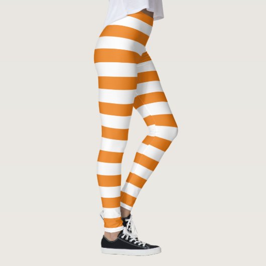 Halloween White & Orange Horizontal Streifen Hexe Leggings (Rechts)