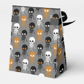 Halloween White Orange Skeleton Muster Grau Geschenkschachtel (Rückseite)