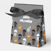Halloween White Orange Skeleton Muster Grau Geschenkschachtel (Vorderseite)