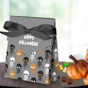 Halloween White Orange Skeleton Muster Grau Geschenkschachtel