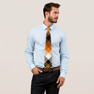 Halloween White, Orange, Yellow und Black Kariert Krawatte