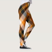 Halloween White, Orange, Yellow und Black Pläd Leggings (Rechts)
