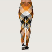 Halloween White, Orange, Yellow und Black Pläd Leggings (Rückseite)