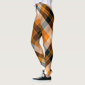 Halloween White, Orange, Yellow und Black Pläd Leggings (Links)