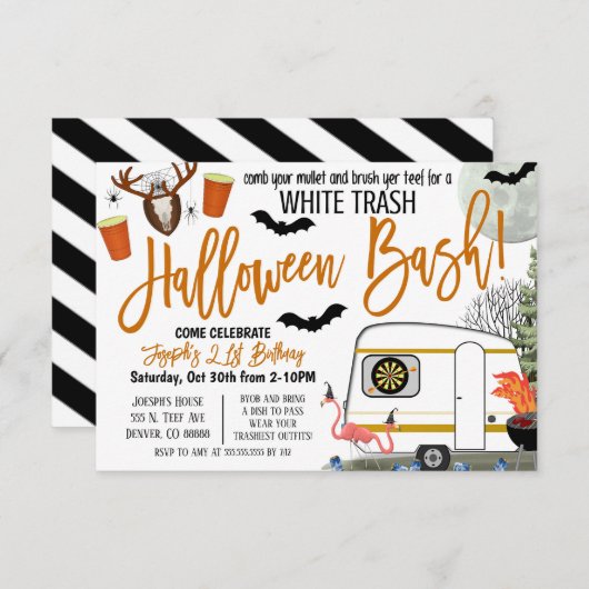 Halloween White Trash Bash Einladung (Vorne/Hinten)