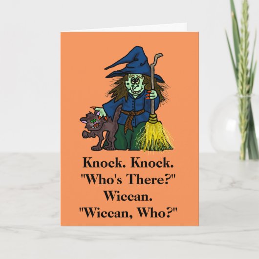 Halloween Wiccan Knock Knock Joke Card Karte (Vorderseite)