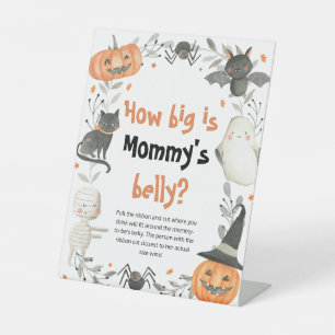 Halloween, wie groß ist Mama's Bauchduschenspiel Sockelschild