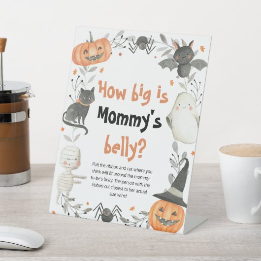 Halloween, wie groß ist Mama's Bauchduschenspiel Sockelschild (In SItu)