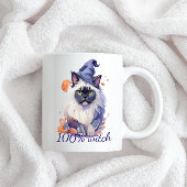 Halloween-Wildkatze in Hexenhut Zweifarbige Tasse