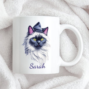 Halloween-Wildkatze in Hexenhut Zweifarbige Tasse