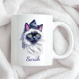 Halloween-Wildkatze in Hexenhut Zweifarbige Tasse