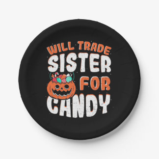 Halloween Will Trade Sister für Süßigkeiten Pappteller