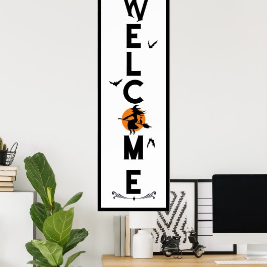 Halloween Willkommen | Lecker Spaß lange Haustür Poster (Heimbüro)