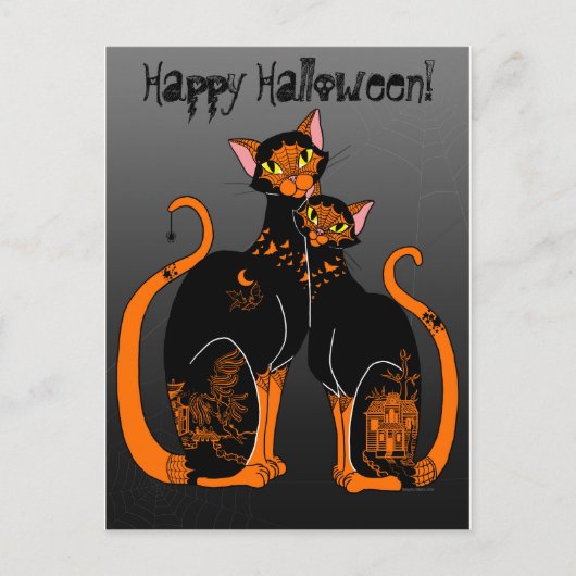 Halloween Willow Gemustert Cats Postkarte (Vorderseite)