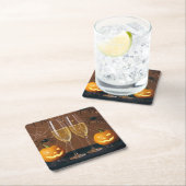 Halloween Wine Champagne Spiders Pumpkins Rechteckiger Pappuntersetzer (Vor Ort)