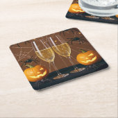 Halloween Wine Champagne Spiders Pumpkins Rechteckiger Pappuntersetzer (angewinkelt)