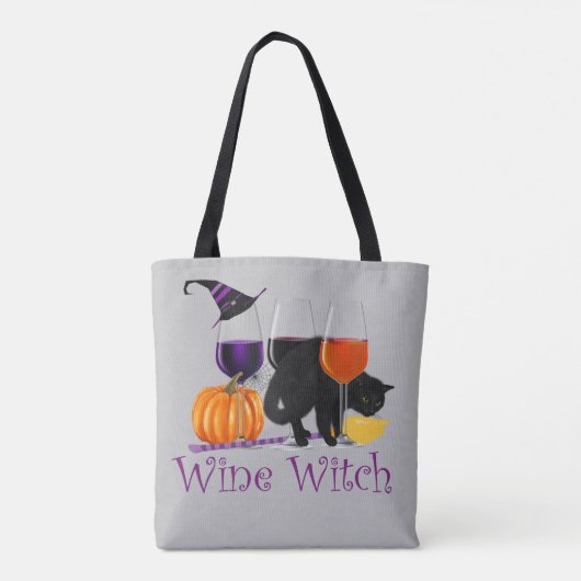 Halloween Wine Hexenkatze Tasche (Rückseite)