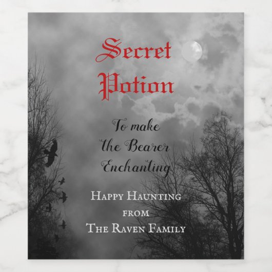 Halloween Wine Pop Gastgeschenk mit Ravens Weinetikett (Einzelnes Label)