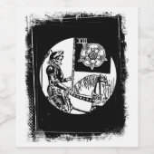Halloween Wine Tarot Card Death Black & White Weinetikett (Einzelnes Label)