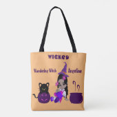 Halloween Wing Wanderhexe Orange Niedliche Katze Tasche (Rückseite)