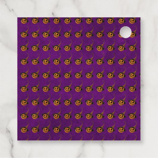 Halloween winzige Orangenkürbis tricksen oder gönn Geschenkanhänger (Rückseite)