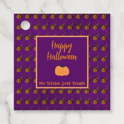 Halloween winzige Orangenkürbis tricksen oder gönn Geschenkanhänger (Vorderseite)