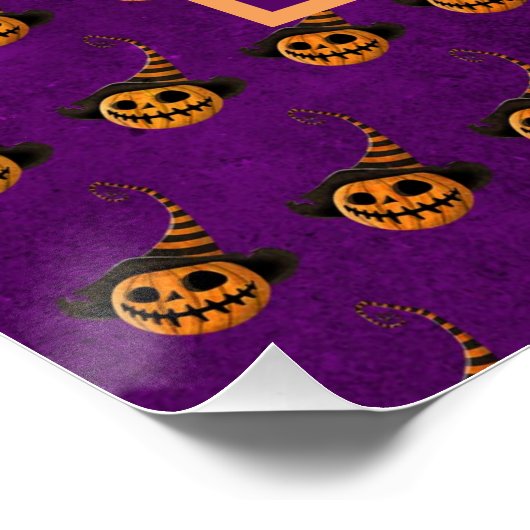 Halloween winzige Orangenkürbis tricksen oder gönn Poster (Ecke)