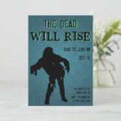 Halloween wird das Zombie-Monster aufreißen Einladung (Stehend Vorderseite)