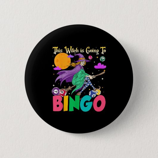 Halloween wird diese Hexe nach Bingo Button (Vorderseite)