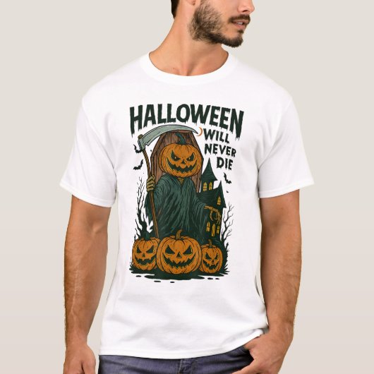 Halloween wird nie Skeleton Spooky Party Die T-Shirt (Vorderseite)