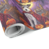 Halloween Wirefox Terrier Vampire Pumpkins Beängst Geschenkpapier (Rolleneckpunkt)