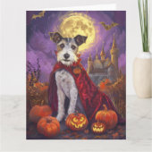Halloween Wirefox Terrier Vampire Pumpkins Beängst Karte (Vorderseite)