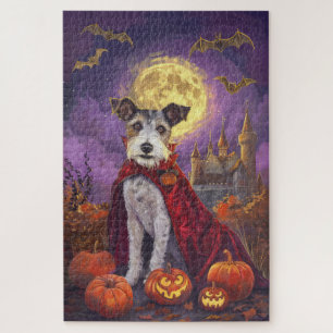 Halloween Wirefox Terrier Vampire Pumpkins Beängst Puzzle