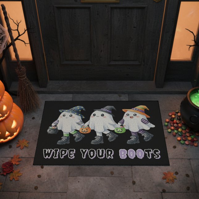 Halloween Wischen Sie Ihre Stiefel Geist Trick ode Fußmatte (Halloween Wipe Your Boots Ghost Trick or Treating Doormat
)