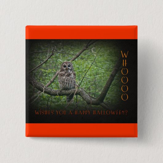 Halloween Wishies - Barred Owl Button (Vorderseite)
