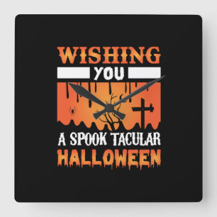 Halloween Wishing You A Spooky Halloween Quadratische Wanduhr