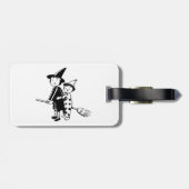 Halloween Witch and Clown Riding Broomstick Gepäckanhänger (Rückseite horizontal)