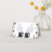 Halloween Witch Baby Shower - Twins Are Brewing Platzkarte (Rückseite)