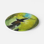 Halloween Witch Black Cat Woman Spells Pappteller (Schrägansicht)