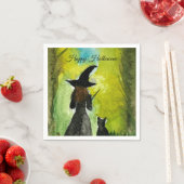 Halloween Witch Black Cat Woman Spells Serviette (Beispiel)