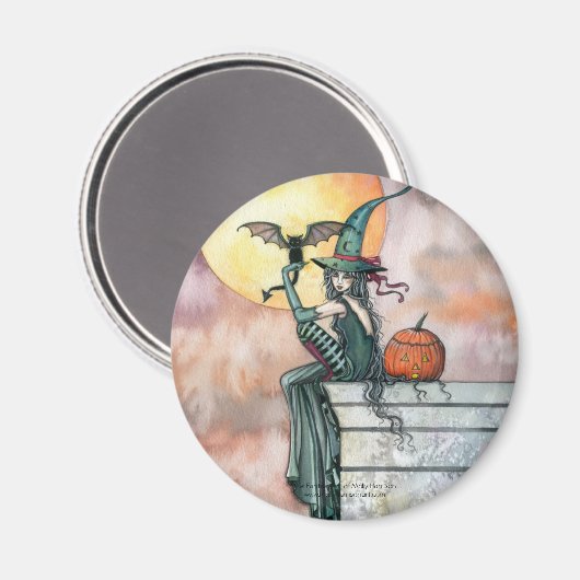 Halloween Witch Cat Magnet von Molly Harrison (Vorderseite/Rückseite)