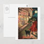 Halloween Witch, Cat Staring in Window Postkarte (Vorne/Hinten)