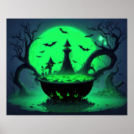Halloween Witch Cauldron Poster