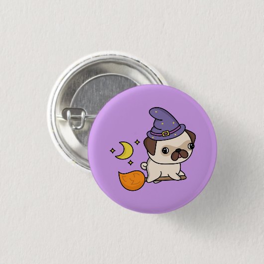 Halloween Witch Dog Button (Vorne & Hinten)