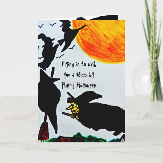 HALLOWEEN WITCH FLIEGT NICHT AUS DEM HANDLE KARTE (Vorderseite)