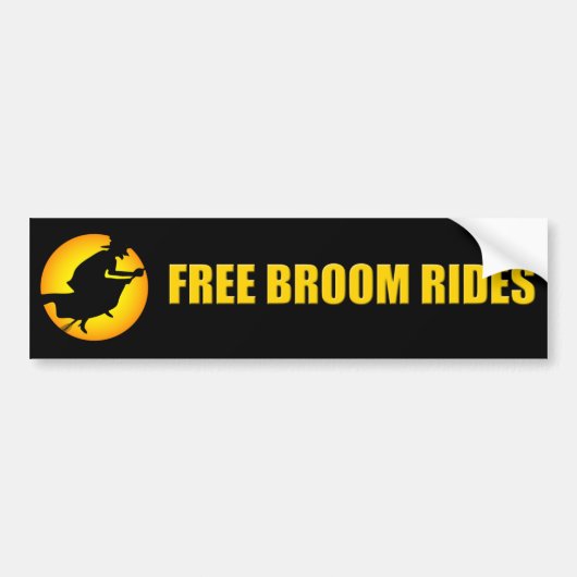 Halloween Witch Free Broom Rides Bumper Sticker Autoaufkleber (Vorne)