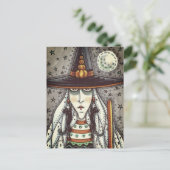 HALLOWEEN WITCH, GHOSTS, SCHWARZE KATZERRINDER POSTKARTE (Stehend Vorderseite)