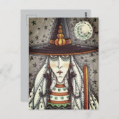 HALLOWEEN WITCH, GHOSTS, SCHWARZE KATZERRINDER POSTKARTE (Vorne/Hinten)